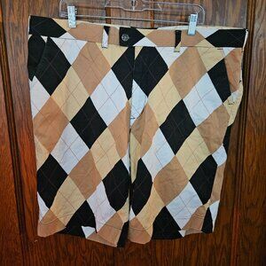 LOUDMOUTH GOLF MEN'S BROWN TARTAN GOLFING SHORTS SIZE 42
